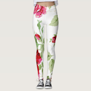 Leggings Rose rouge avec légendes imprimées arrière - plans