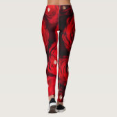 Leggings rose rouge perle noire florale (Dos)