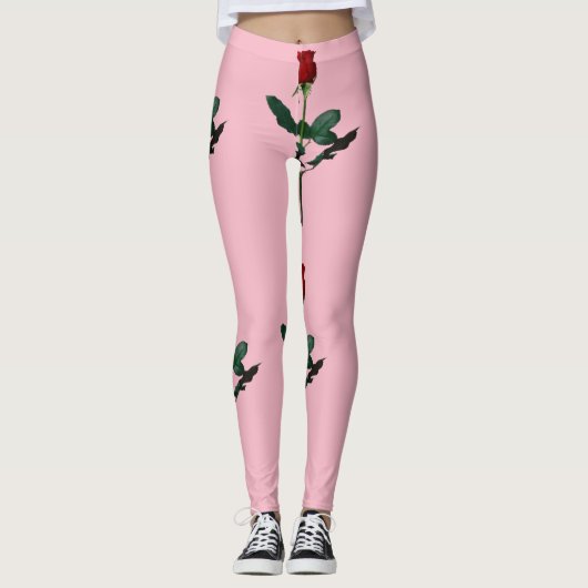 LEGGINGS ROSE ROUGE SUR ROSE (Devant)