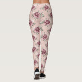Leggings Rose rustique rose rose or vert bohème floral (Dos)