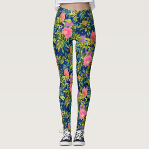 Leggings Rose sauvage, arrière - plan bleu, rose sauvage, r