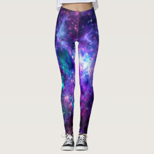 Leggings Rose turquoise pourpre de l'espace cosmique de