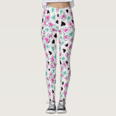 Leggings Rose, vert et noir Motif de Coeurs modernes (Devant)