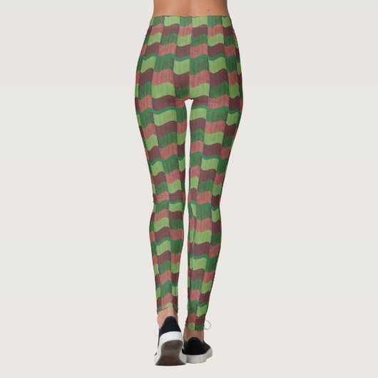 Leggings "Rose & Vert Forme de drapeau Imprimer" Leggations (Dos)