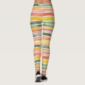 Leggings Rose vert pêche rouge jaune rayures (Dos)