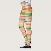 Leggings Rose vert pêche rouge jaune rayures (Gauche)