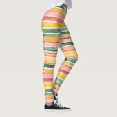 Leggings Rose vert pêche rouge jaune rayures (Droite)