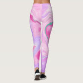 Leggings Rose, Violet, Art Marbre Vert Menthe (Dos)
