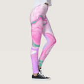 Leggings Rose, Violet, Art Marbre Vert Menthe (Droite)