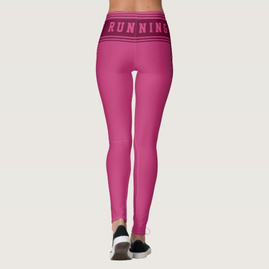 Leggings rose violet avec texte en course (Dos)