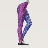 Leggings Rose violet bleu Motif Yoga (Droite)