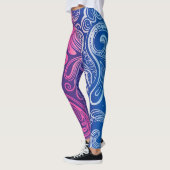 Leggings Rose violet bleu Motif Yoga (Gauche)