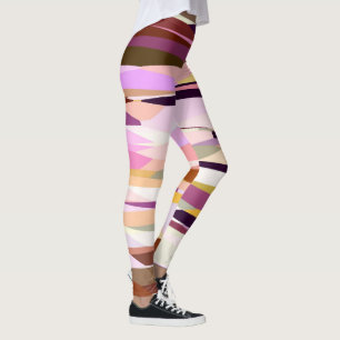 Leggings Rose, violet et orange abstrait