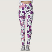 Leggings Rose + violet Feuilles (Devant)