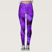 Leggings Rose violet, fleurs violettes violettes (Devant)