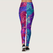 Leggings Rose, Violet, Marbre D'Art Fluide Magenta (Dos)