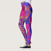 Leggings Rose, Violet, Marbre D'Art Fluide Magenta (Gauche)