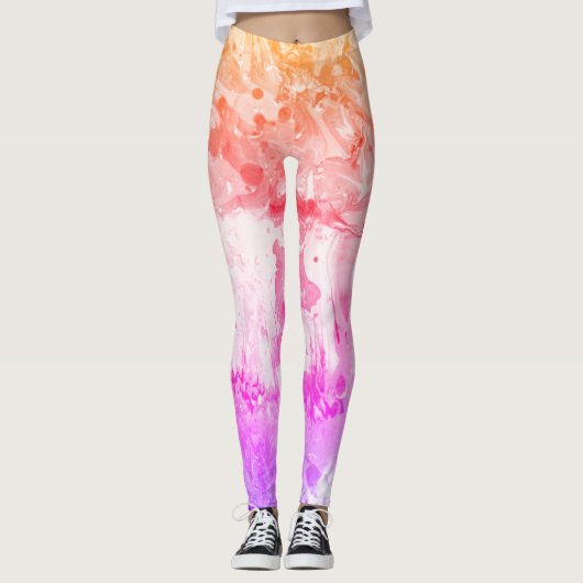 Leggings Rose violet rouge jaune blanc moderne Abstrait (Devant)