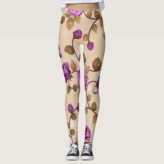 Leggings Rose violets (Devant)