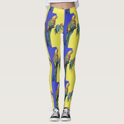 Leggings Rosella Parrot Aquarelle Marine Légendes d'oiseaux (Devant)