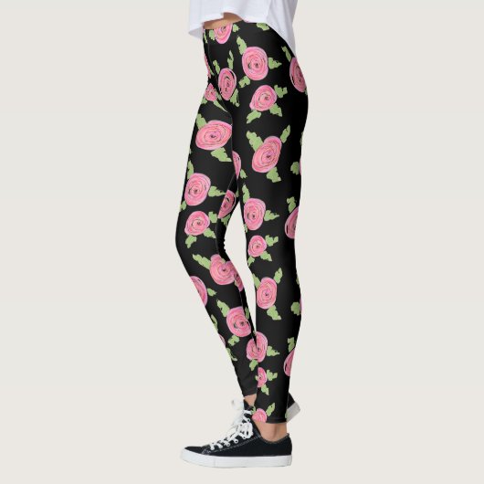 Leggings Roses à motifs roses (Gauche)