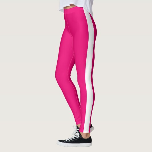 Leggings roses à rayures blanches ou Choisir des c (Gauche)