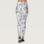 Leggings Roses blanches répétition motif floral (Dos)