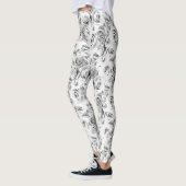 Leggings Roses blanches répétition motif floral (Gauche)