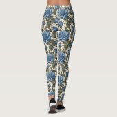 Leggings Roses Bleus Et Feuilles Verts, (Dos)