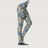 Leggings Roses Bleus Et Feuilles Verts, (Droite)