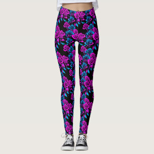 Leggings Roses Colorées au Néon