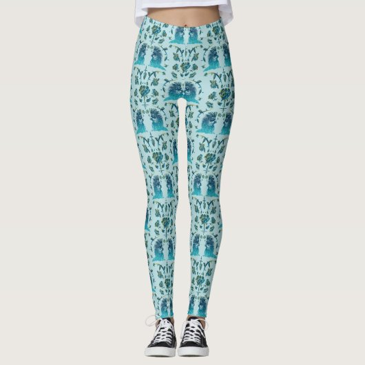 Leggings Roses dans un patch brut aqua (Devant)