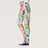 Leggings Roses d'aquarelle en rose et crème sur Aqua (Gauche)