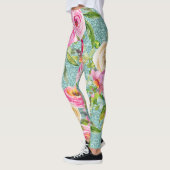 Leggings Roses d'aquarelle en rose et crème sur Parties sci (Gauche)