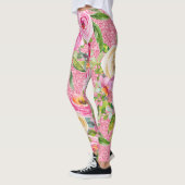 Leggings Roses d'aquarelle en rose et crème sur Parties sci (Gauche)