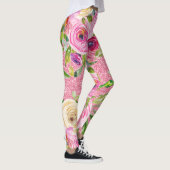 Leggings Roses d'aquarelle en rose et crème sur Parties sci (Droite)