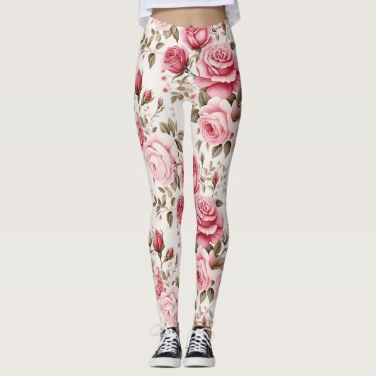 Leggings Roses d'aquarelle enchantés (Devant)