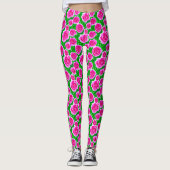 Leggings Roses d'aquarelle rose Fuchsia (Devant)