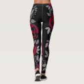 Leggings Roses d'aquarelle, roses rouges sur noir (Dos)