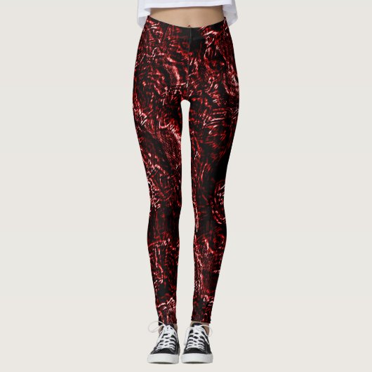 Leggings Roses de Goth de rouge orange (Devant)