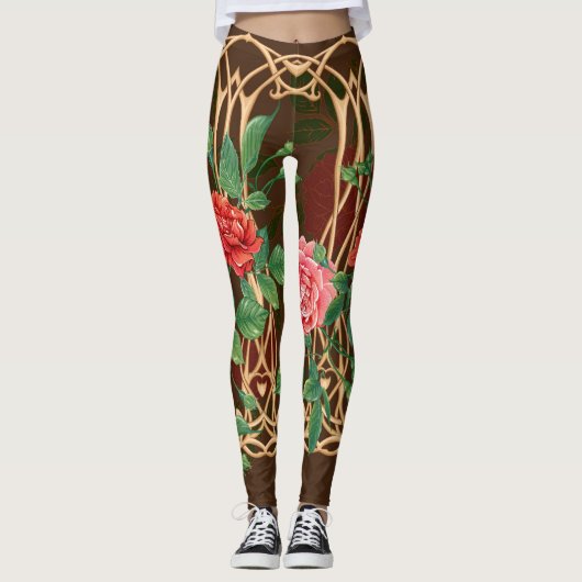 Leggings Roses de l'Art Nouveau : L'imitation de l'osier (Devant)
