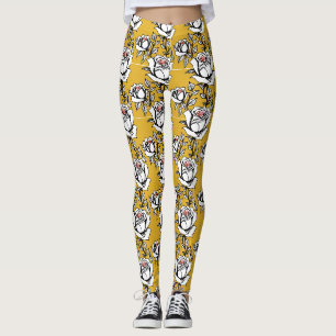 Leggings Roses Dessinées à la Main de Style En Noir et Blan