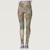 Leggings Roses d'été rose fleurs d'aquarelle collage (Devant)