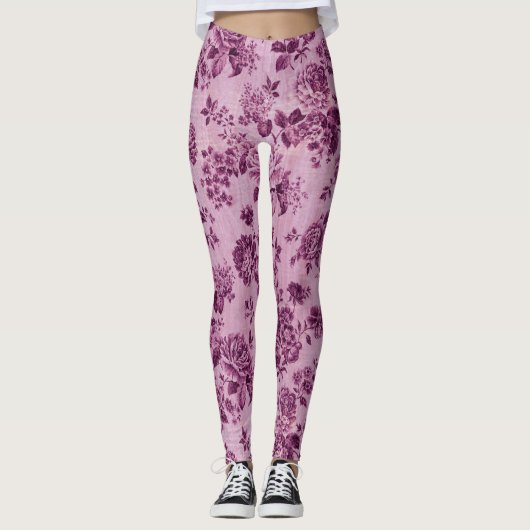 Leggings Roses doux en rose (Devant)