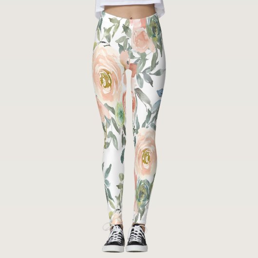 Leggings Roses Élégantes Chic, Message de Motivation (Devant)