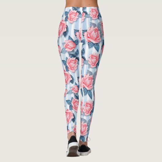 Leggings Roses en bleu (Dos)