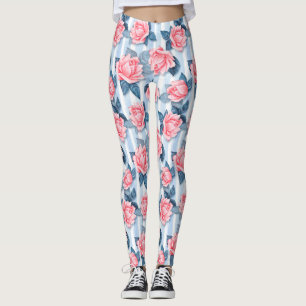 Leggings Roses en bleu