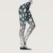 Leggings Roses et chats sur un contexte métallique (Droite)