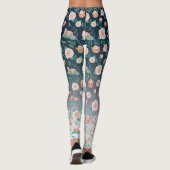 Leggings Roses et chats sur un contexte métallique (Dos)