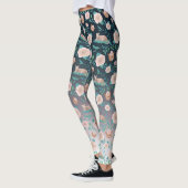Leggings Roses et chats sur un contexte métallique (Gauche)